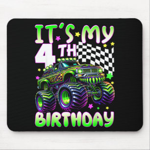 Tapis De Souris C'est mon 4ème anniversaire garçon monster truck 4