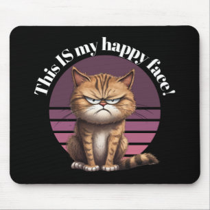 Tapis De Souris C'Est Mon Joyeux Visage ! Chat Grumpy Dark