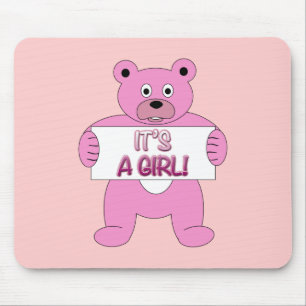 Tapis De Souris C'est une fille rose ours
