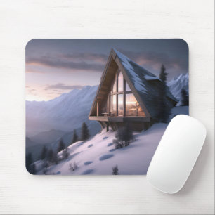 Tapis De Souris Chalet Montagne A-Frame En Hiver