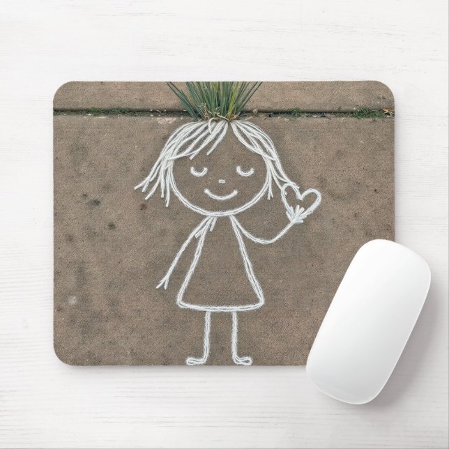 Tapis De Souris Chalk Art Girl with a Heart (Avec souris)