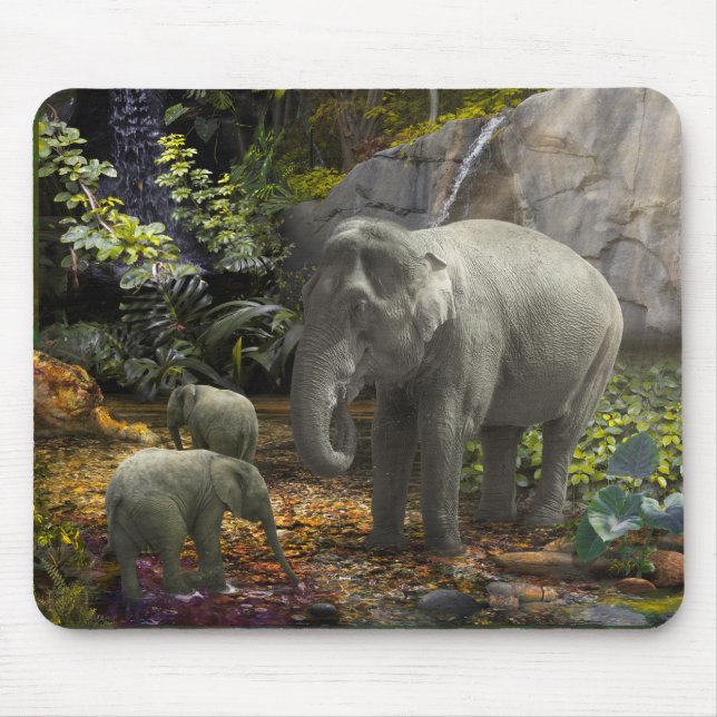 TAPIS DE SOURIS CHAMBRE FAMILIALE ÉLÉPHANT VERTE (Devant)