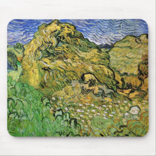 Tapis De Souris Champ avec meules de blé par Vincent van Gogh