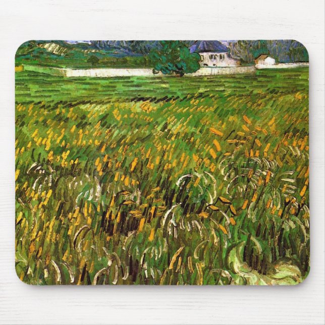 Tapis De Souris Champ de blé à Auvers par Vincent van Gogh (Devant)
