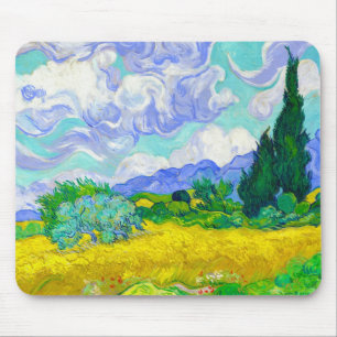 Tapis De Souris Champ de blé avec Cyprès par Vincent Van Gogh