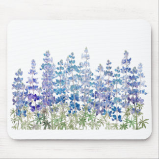 Tapis De Souris champ de fleurs de lupin bleu violet horizontal