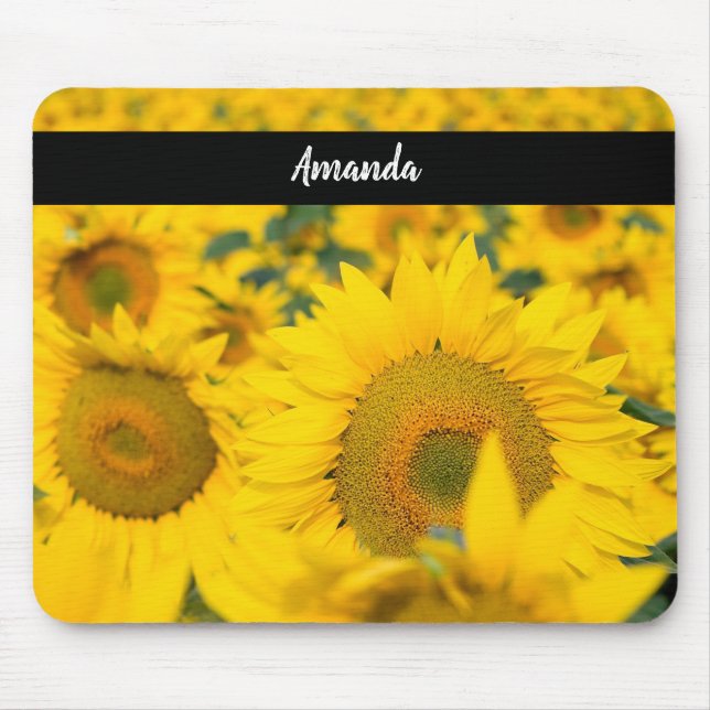 Tapis De Souris Champ jaune de tournesols photo (Devant)
