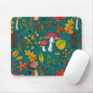 Tapis De Souris Champignons d'automne, feuilles, noix et baies sur