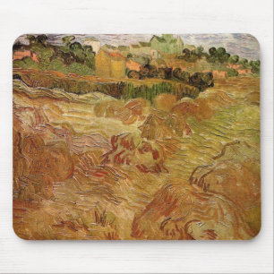Tapis De Souris Champs de blé avec Auvers de Vincent van Gogh