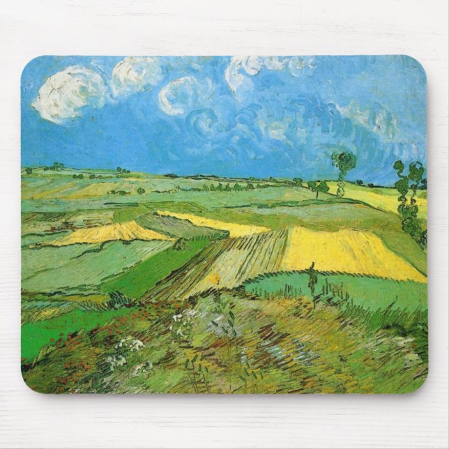 Tapis De Souris Champs de blé de Van Gogh à Auvers sous un ciel nu (Devant)