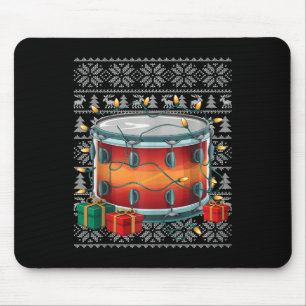 Tapis De Souris Chandail de Noël style laide tambour de musique No