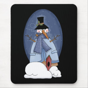 Tapis De Souris Chandails et cadeaux Snowman Blue