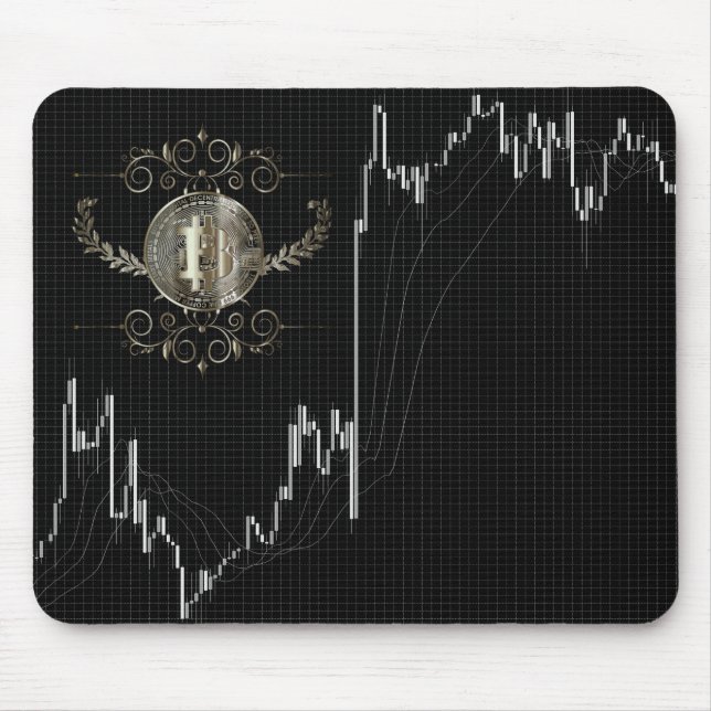 Tapis De Souris Chandeliers Graphique & Pièce d'or Bitcoin (Devant)