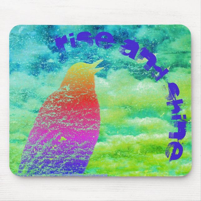 Tapis De Souris Chanter Rainbow Bird avec votre texte (Devant)