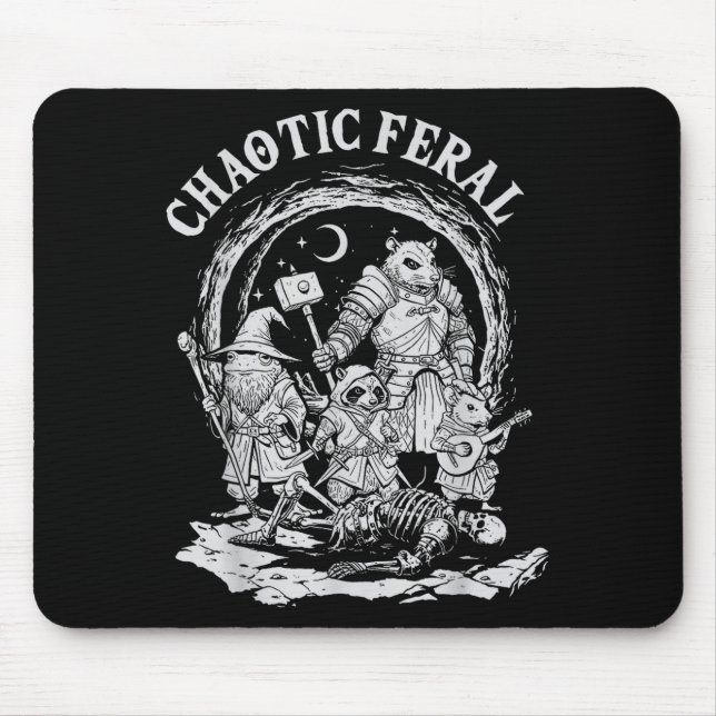 Tapis De Souris Chaotic Feral Funny Rpg Party Fantasy Animal Meme  (Devant)