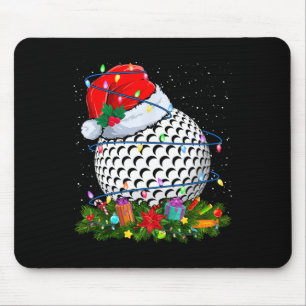 Tapis De Souris Chapeau de Père Noël de balle de golf Lumières de