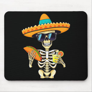 Tapis De Souris Chapeau de squelette de cactus Cinco De Mayo Fête