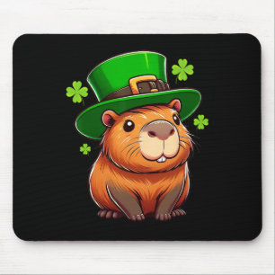 Tapis De Souris Chapeau de St Patricks Capybyra Leprechaun Drôle I