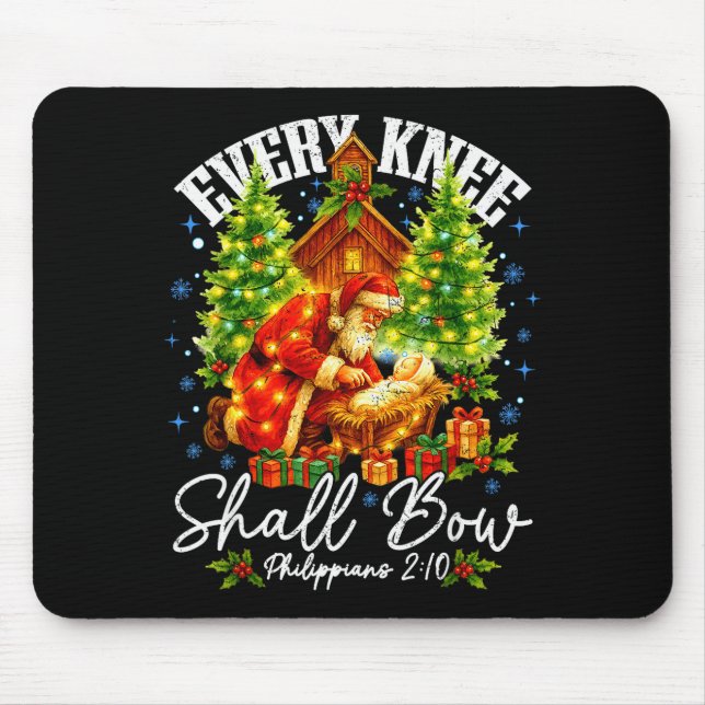 Tapis De Souris Chaque genou fléchira Santa Noël Scène de la Nativ (Devant)