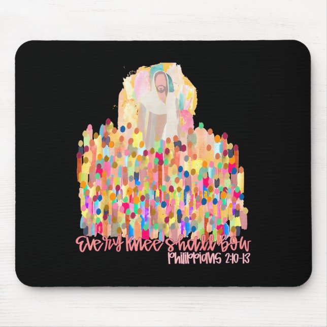 Tapis De Souris Chaque genou fléchira Verset biblique chrétien Jés (Devant)