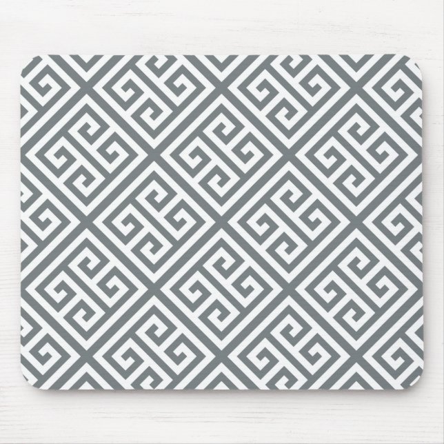 Tapis De Souris Charbon Blanc Med Grecque Diag T Motif #1 (Devant)