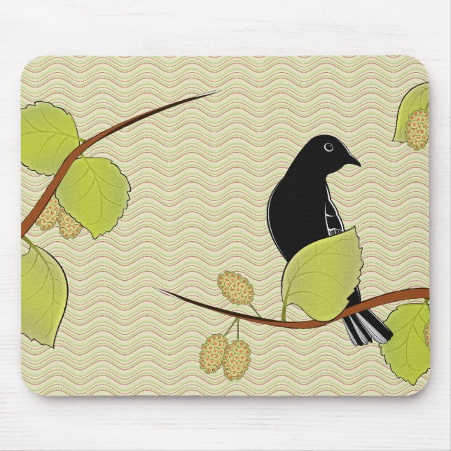 Tapis De Souris Chardonneret et mûre Mousepad (Devant)