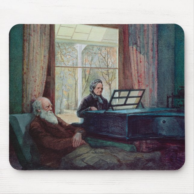 Tapis De Souris Charles Darwin et son épouse au piano (Devant)