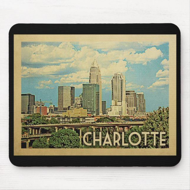 Tapis De Souris Charlotte North Carolina Vintage voyage (Devant)