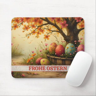 Tapis De Souris Charme de fleurs printanières avec splendeur d'œuf