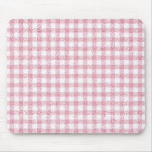 Tapis De Souris Charme Gingham Rose et Blanc Velouté