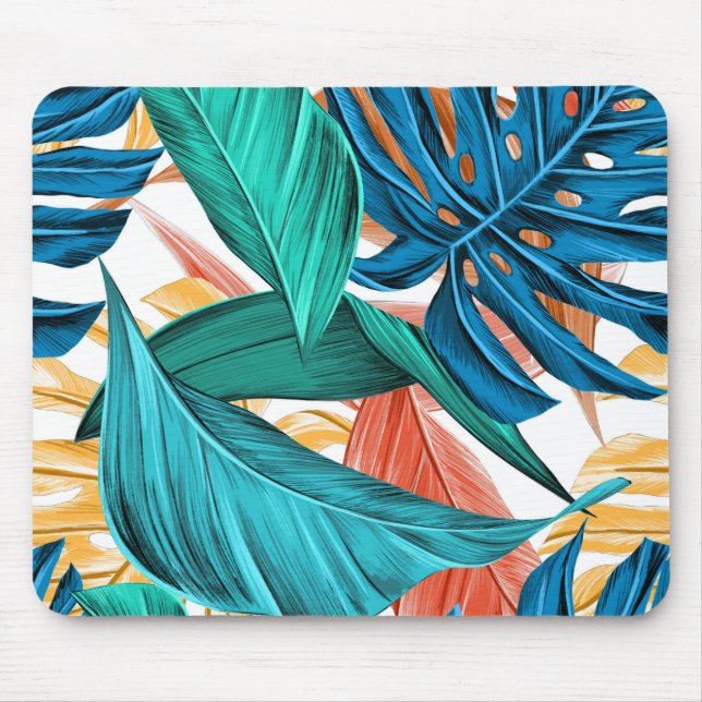 Tapis De Souris Charpente colorée tropicale Nature Feuille (Devant)