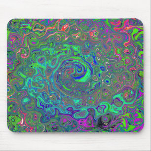 Tapis De Souris Chartreuse et bleu rétro liquide tourbillonnant ps
