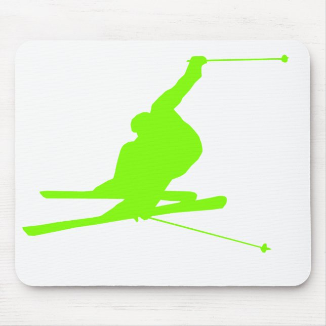 Tapis De Souris Chartreuse, Neon Ski De Neige Vert (Devant)