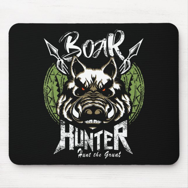 Tapis De Souris Chasse au porc amusant Chasseur de sanglier cadeau (Devant)