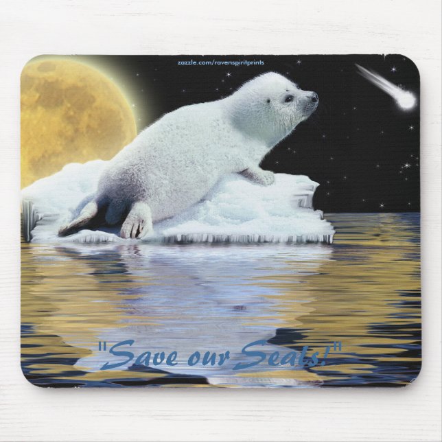 Tapis De Souris Chasse aux phoques Cute Harp Seal Wildlife Pad (Devant)
