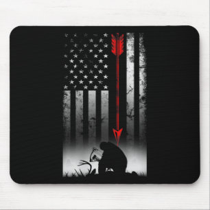 Tapis De Souris Chasse de cerf de Bow Drapeau américain cadeau pou