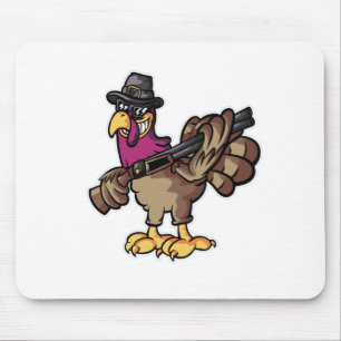 Tapis De Souris Chasseur de Dindon de Thanksgiving Drôle