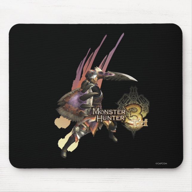 Tapis De Souris Chasseur féminin avec l'épée et le bouclier, (Devant)