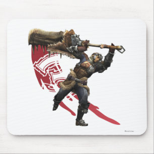 Tapis De Souris Chasseur masculin avec la grande armure d'épée e
