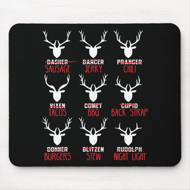 Tapis De Souris Chasseurs de cerfs de Noël amusants Tous les renne (Devant)
