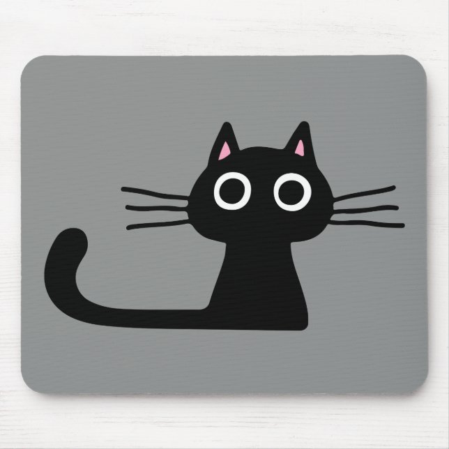 Tapis De Souris Chat à Kitty Noir avec de longs Whiskers (Devant)