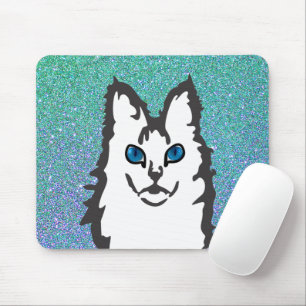 Tapis De Souris Chat Angora bleu