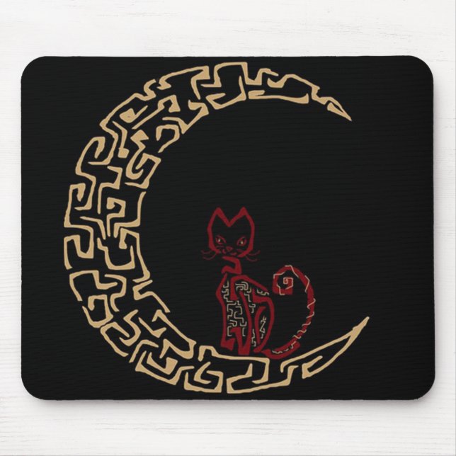 Tapis De Souris Chat artistique sur la Lune Design Mousepad (Devant)