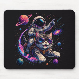 Tapis De Souris Chat astronaute chevauchant à travers l'espace