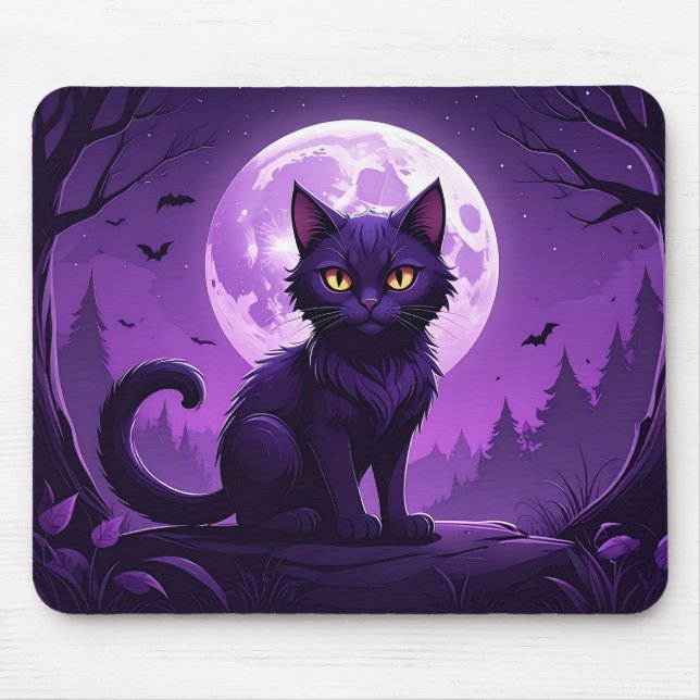 Tapis de souris Chat au Clair de Lune (Devant)