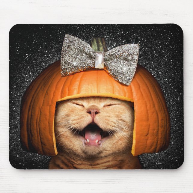Tapis De Souris Chat aux cheveux Citrouilles (Devant)