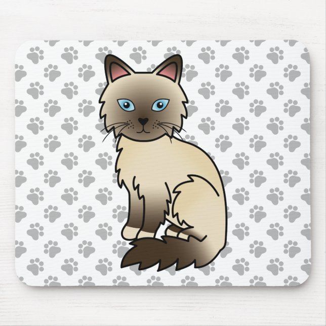 Tapis De Souris Chat Birman / Ragdoll Point Chocolat & Pattes Mign (Devant)