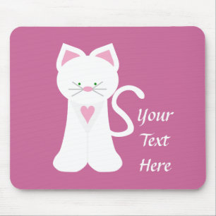 Tapis De Souris Chat blanc (personnalisable)