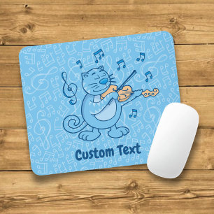 Tapis de souris chat bleu avec violon