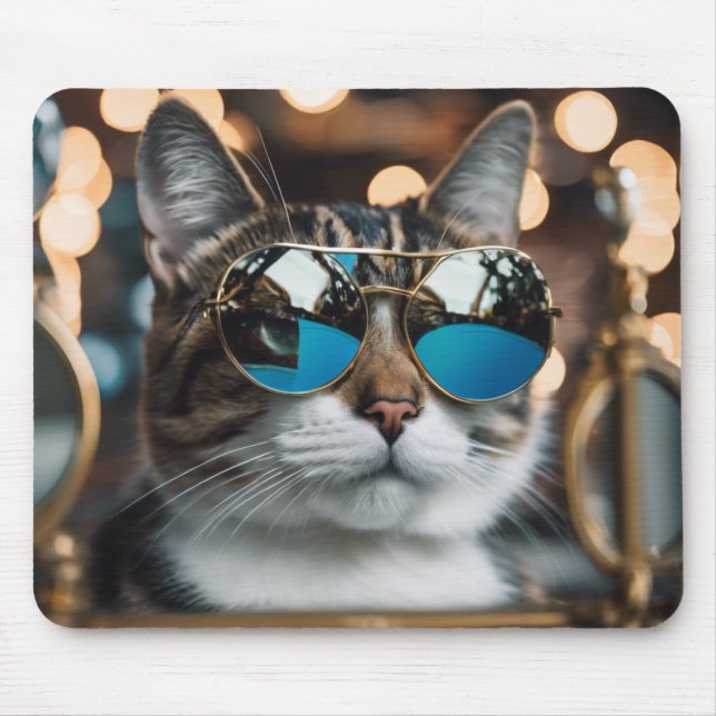 Tapis De Souris chat cool en lunettes de soleil, chat (Devant)